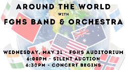 multiple international flags layered with the details of the concert